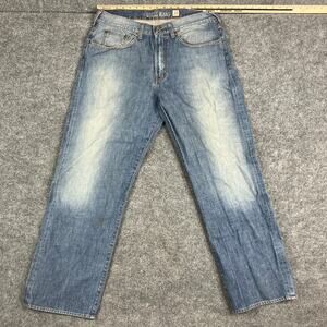 Guess Jeans Mens Size 36 Blue Medium Wash Straight Fit Distressed Casual Denim